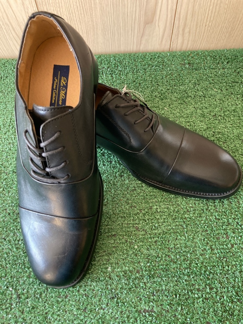 La Milano Patina Collection Men’s Size 9 Black Leather Dress Shoes (OKPM-04-015)